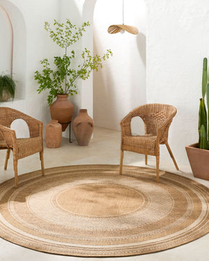 Livabliss Pismo Beach Flatweave Polypropylene Area Rug Indoor Outdoor Square Living Patio Tan, Amber 7'10" x 7'10" PMB2307-710RD