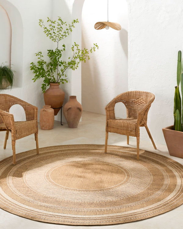 Livabliss Pismo Beach Flatweave Polypropylene Area Rug Indoor Outdoor Square Living Patio Tan, Amber 7'10" x 7'10" PMB2307-710RD