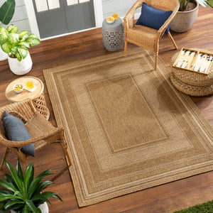 Livabliss Pismo Beach Flatweave Polypropylene Area Rug Indoor Outdoor Square Living Patio Tan, Amber 9'2" x 12' PMB2307-9212