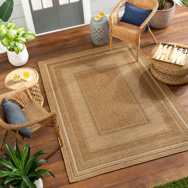 Livabliss Pismo Beach Flatweave Polypropylene Area Rug Indoor Outdoor Square Living Patio Tan, Amber 9'2" x 12' PMB2307-9212