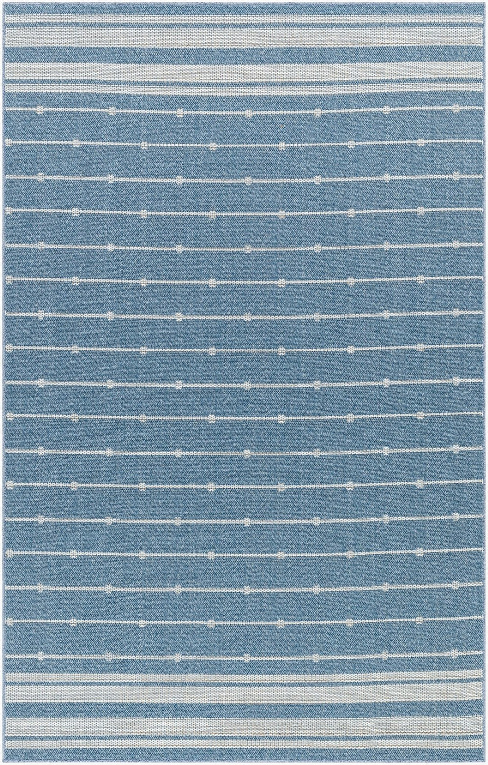 Livabliss Pismo Beach Polypropylene Indoor Outdoor Area Rug Uv Resistant Low Maintenance Style Blue, White 5'2" x 7' PMB2312-537