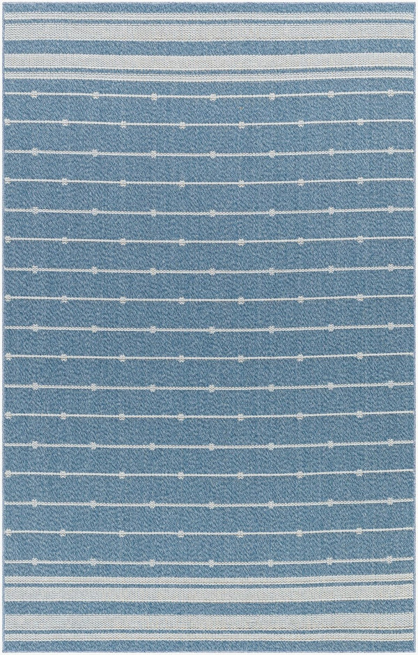 Livabliss Pismo Beach Polypropylene Indoor Outdoor Area Rug Uv Resistant Low Maintenance Style Blue, White 5'2" x 7' PMB2312-537