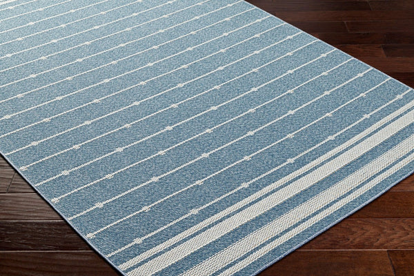 Livabliss Pismo Beach Polypropylene Indoor Outdoor Area Rug Uv Resistant Low Maintenance Style Blue, White 7'10" x 7'10" PMB2312-710RD