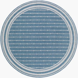Livabliss Pismo Beach Polypropylene Indoor Outdoor Area Rug Uv Resistant Low Maintenance Style Blue, White 7'10" x 7'10" PMB2312-710RD
