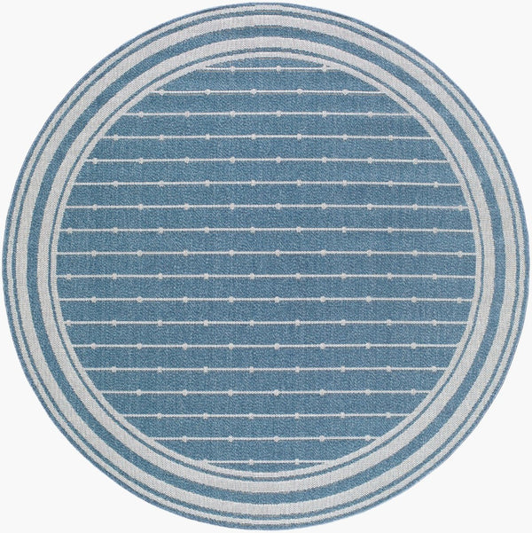 Livabliss Pismo Beach Polypropylene Indoor Outdoor Area Rug Uv Resistant Low Maintenance Style Blue, White 7'10" x 7'10" PMB2312-710RD