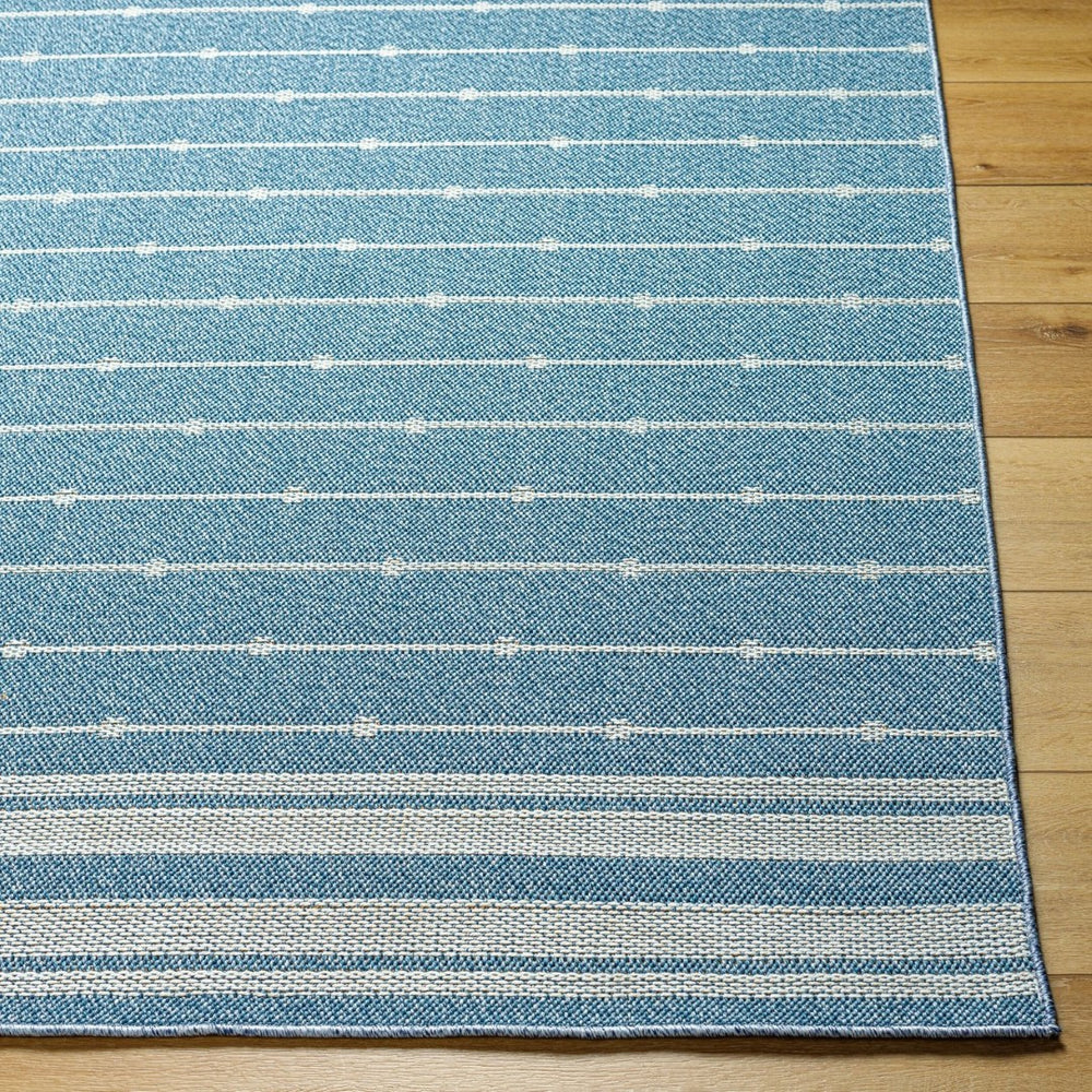 Livabliss Pismo Beach Polypropylene Indoor Outdoor Area Rug Uv Resistant Low Maintenance Style Blue, White 5'2" x 7' PMB2312-537