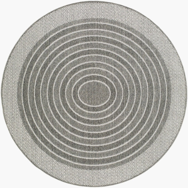 Livabliss Pismo Beach Flatweave Polypropylene Rug Moisture Resistant Indoor Outdoor Accent Medium Gray, Gr 7'10" x 7'10" Round PMB2313-710RD