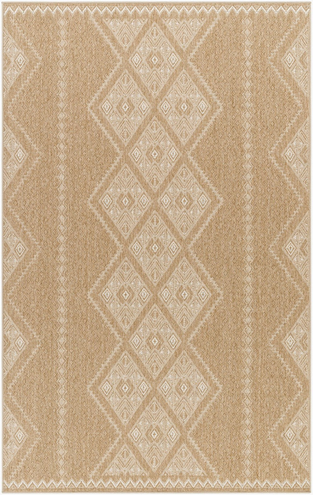 Livabliss Pismo Beach Flatweave Polypropylene Area Rug Turkish Woven Indoor Outdoor Classic Tan, White 7'10" x 7'10" Round PMB2314-710RD
