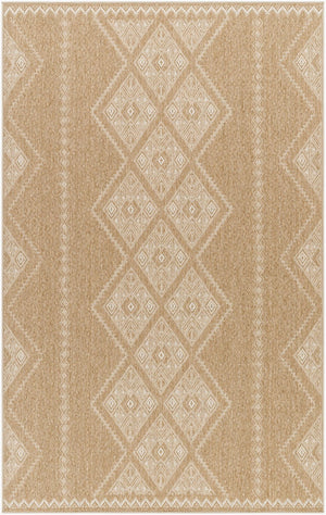 Livabliss Pismo Beach Flatweave Polypropylene Area Rug Turkish Woven Indoor Outdoor Classic Tan, White 7'10" x 7'10" Round PMB2314-710RD