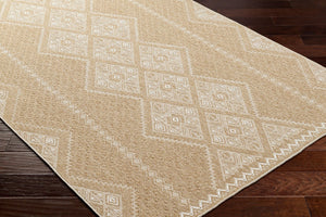 Livabliss Pismo Beach Flatweave Polypropylene Area Rug Turkish Woven Indoor Outdoor Classic Tan, White 7'10" x 7'10" Round PMB2314-710RD
