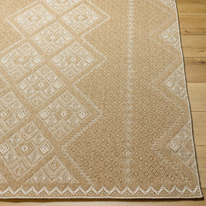 Livabliss Pismo Beach Flatweave Polypropylene Area Rug Turkish Woven Indoor Outdoor Classic Tan, White 7'10" x 7'10" Round PMB2314-710RD