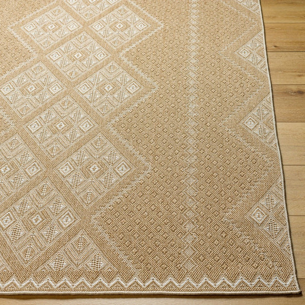Livabliss Pismo Beach Flatweave Polypropylene Area Rug Turkish Woven Indoor Outdoor Classic Tan, White 7'10" x 7'10" Round PMB2314-710RD