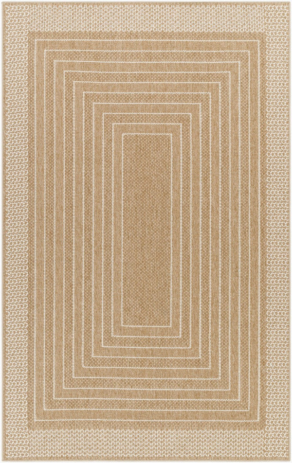 Livabliss Pismo Beach Flatweave Polypropylene Area Rug Graphic Indoor Outdoor High Traffic Tan, White 5'2" x 7' PMB2315-537
