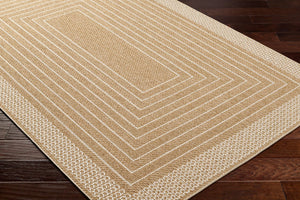 Livabliss Pismo Beach Flatweave Polypropylene Area Rug Graphic Indoor Outdoor High Traffic Tan, White 5'2" x 7' PMB2315-537