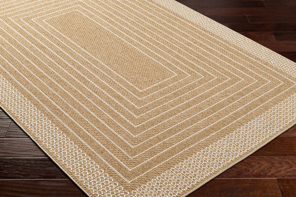 Livabliss Pismo Beach Flatweave Polypropylene Area Rug Graphic Indoor Outdoor High Traffic Tan, White 5'2" x 7' PMB2315-537