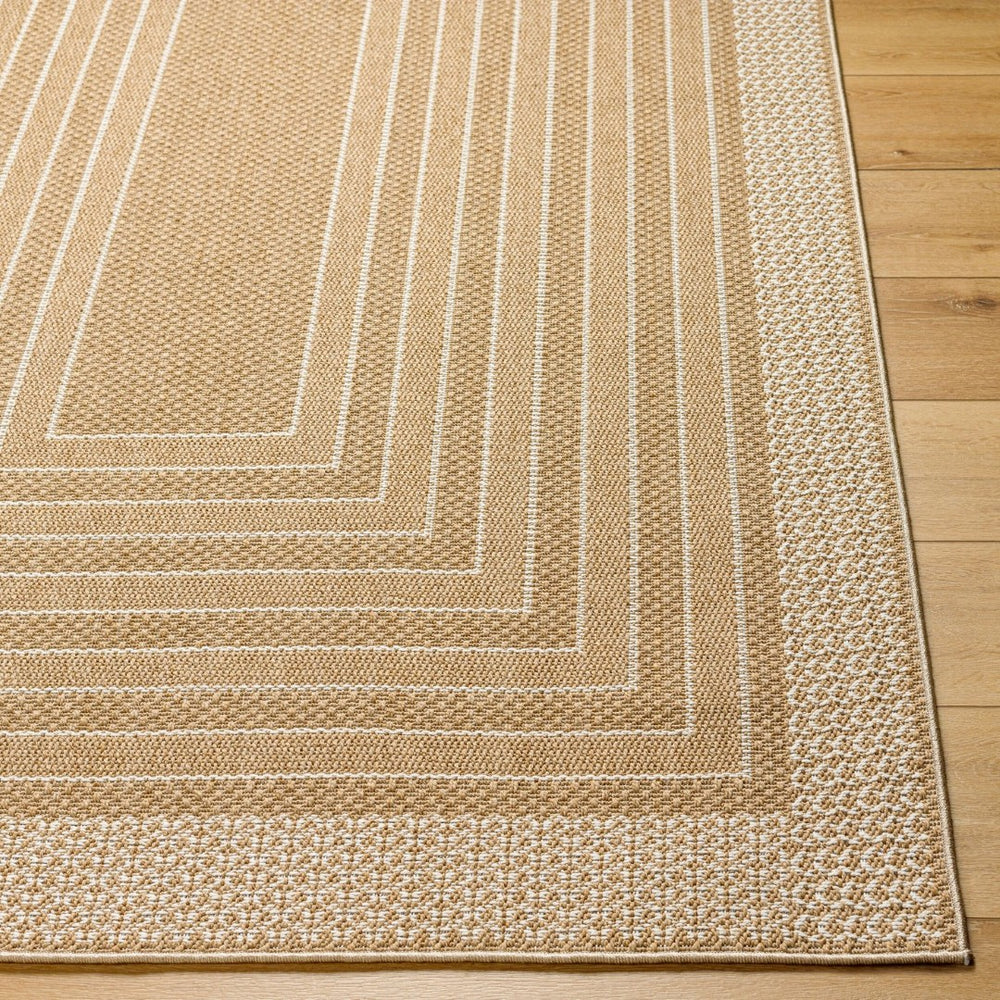 Livabliss Pismo Beach Flatweave Polypropylene Area Rug Graphic Indoor Outdoor High Traffic Tan, White 5'2" x 7' PMB2315-537