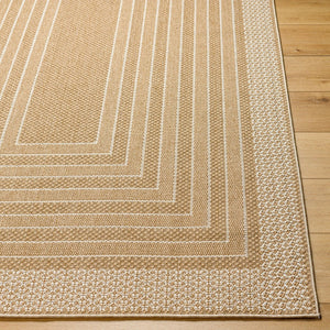 Livabliss Pismo Beach Flatweave Polypropylene Area Rug Graphic Indoor Outdoor High Traffic Tan, White 5'2" x 7' PMB2315-537