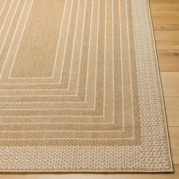 Livabliss Pismo Beach Flatweave Polypropylene Area Rug Graphic Indoor Outdoor High Traffic Tan, White 5'2" x 7' PMB2315-537