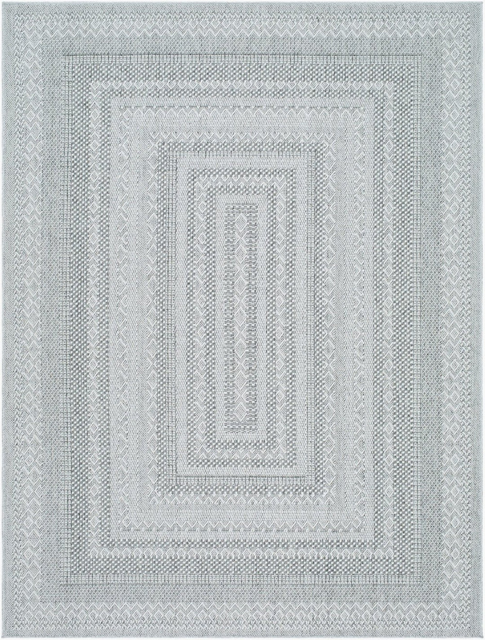 Livabliss Pismo Beach Coastal Polypropylene Area Rug Low Pile Indoor Outdoor Living Room Floor Medium Gray, Wh 9'1" x 12' PMB2316-9212