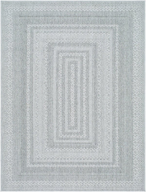 Livabliss Pismo Beach Coastal Polypropylene Area Rug Low Pile Indoor Outdoor Living Room Floor Medium Gray, Wh 9'1" x 12' PMB2316-9212