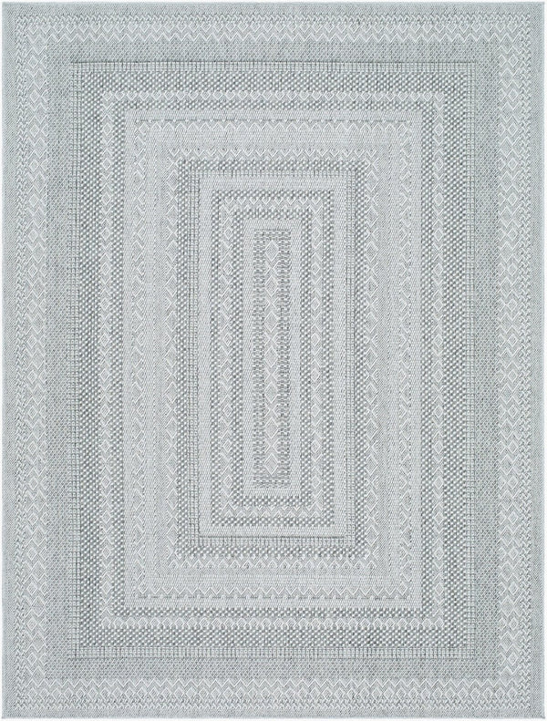 Livabliss Pismo Beach Coastal Polypropylene Area Rug Low Pile Indoor Outdoor Living Room Floor Medium Gray, Wh 9'1" x 12' PMB2316-9212