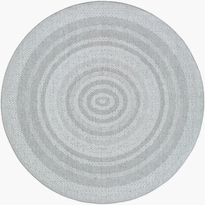 Livabliss Pismo Beach Coastal Polypropylene Area Rug Low Pile Indoor Outdoor Living Room Floor Medium Gray, Wh 7'10" x 7'10" Round PMB2316-710RD
