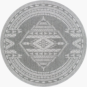 Livabliss Pismo Beach Flatweave Polypropylene Area Rug for Entryway Patio High Traffic Spaces Medium Gray, Gr 7'10" x 7'10" Round PMB2317-710RD