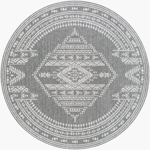 Livabliss Pismo Beach Flatweave Polypropylene Area Rug for Entryway Patio High Traffic Spaces Medium Gray, Gr 7'10" x 7'10" Round PMB2317-710RD