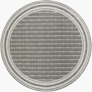 Livabliss Pismo Beach Polypropylene Indoor Outdoor Area Rug Durable Woven Patio Living Room Tan, White 7'10" x 7'10" Round PMB2318-710RD