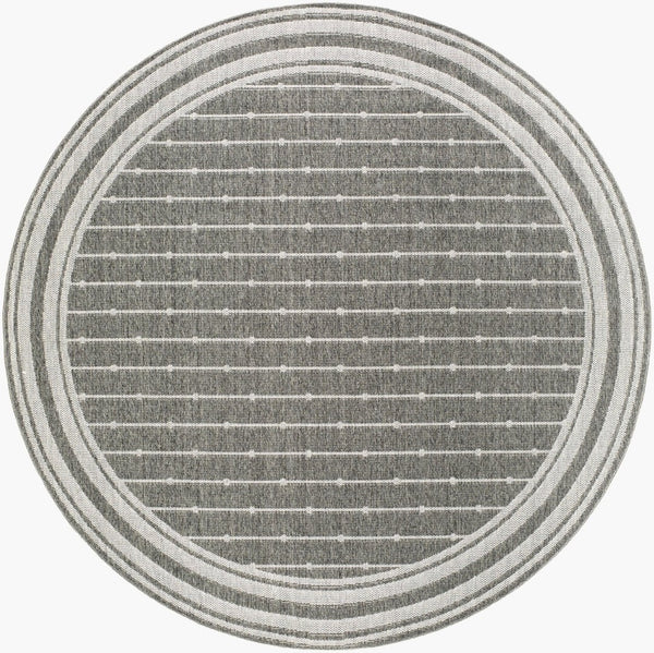 Livabliss Pismo Beach Polypropylene Indoor Outdoor Area Rug Durable Woven Patio Living Room Tan, White 7'10" x 7'10" Round PMB2318-710RD