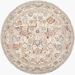 Livabliss Poem Collection Traditional Fringe Area Rug Woven Polyester for Living Dining Rooms Cream, Slate 7'10" x 7'10" PME2300-710RD