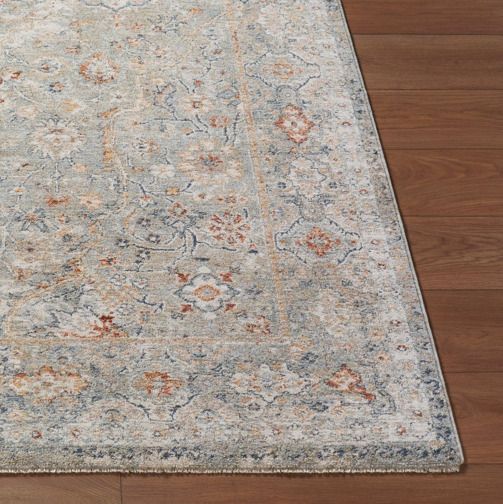 Livabliss Poem Traditional Fringe Area Rug Machine Woven Polyester for Living and Dining Rooms Cream, Slate 5'3" x 5'3" PME2303-53RD