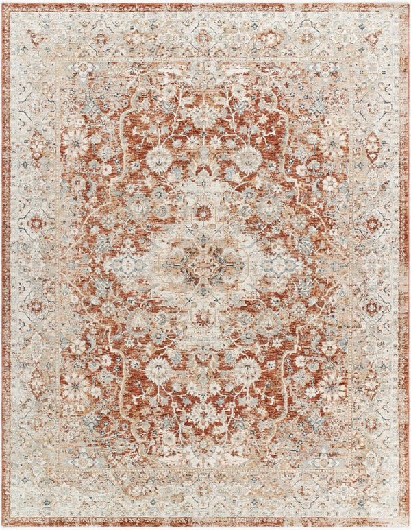 Livabliss Poem Traditional Fringe Area Rug Polyester Woven in Turkey for Living Dining Rooms Cream, Pale Blu 9' x 12'2" PME2304-9122
