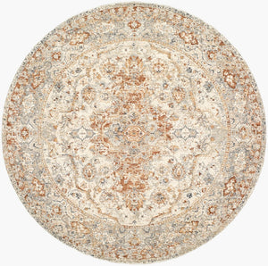 Livabliss Poem Traditional Fringe Polyester Area Rug Woven in Turkey for Living Dining Rooms Cream, Slate 5'3" x 5'3" PME2305-53RD