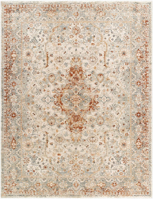 Livabliss Poem Traditional Fringe Polyester Area Rug Woven in Turkey for Living Dining Rooms Cream, Slate 5' x 7'5" PME2305-575