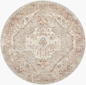 Livabliss Poem Traditional Fringe Area Rug Machine Woven Polyester for Living Room Dining Cream, Beige 7'10" x 7'10" PME2306-710RD