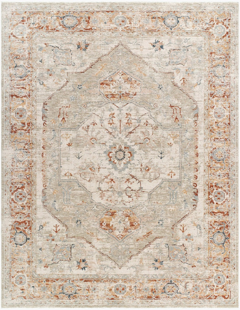 Livabliss Poem Traditional Fringe Area Rug Machine Woven Polyester for Living Room Dining Cream, Beige 9' x 12'2" PME2306-9122