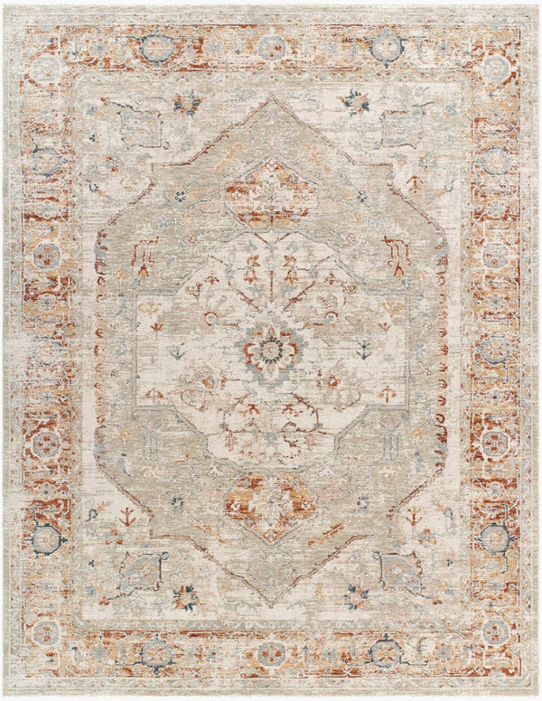Livabliss Poem Traditional Fringe Area Rug Machine Woven Polyester for Living Room Dining Cream, Beige 9' x 12'2" PME2306-9122