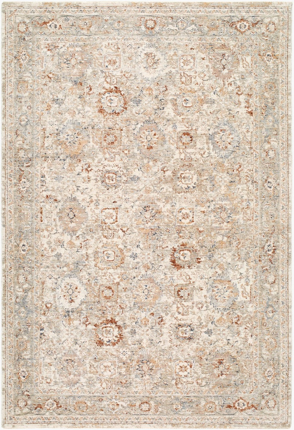 Livabliss Poem Traditional Medallion Area Rug Polyester Fringe Border Living Dining Room Gray, Ivory 10' x 13'11" PME2307-101311