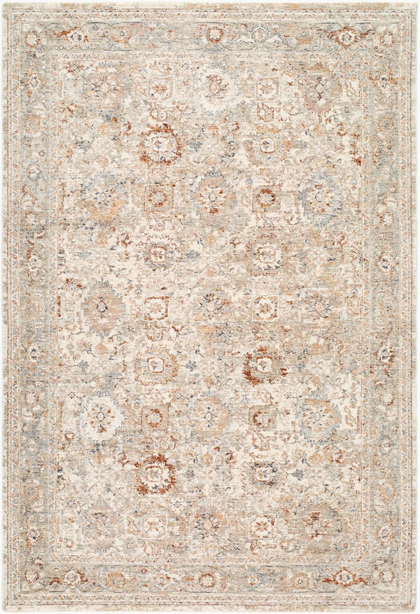 Livabliss Poem Traditional Medallion Area Rug Polyester Fringe Border Living Dining Room Gray, Ivory 10' x 13'11" PME2307-101311