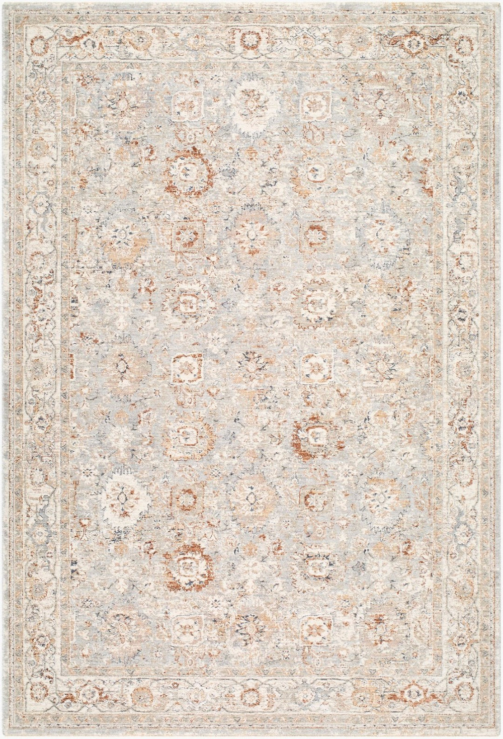 Livabliss Poem Turkish Machine Woven Medallion Area Rug with Tassel Fringe for Living Room Ivory, Gray 7'10" x 10'2" PME2309-710102