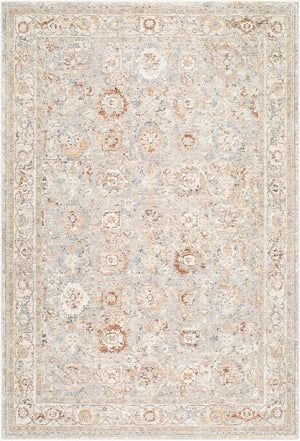 Livabliss Poem Turkish Machine Woven Medallion Area Rug with Tassel Fringe for Living Room Ivory, Gray 7'10" x 10'2" PME2309-710102