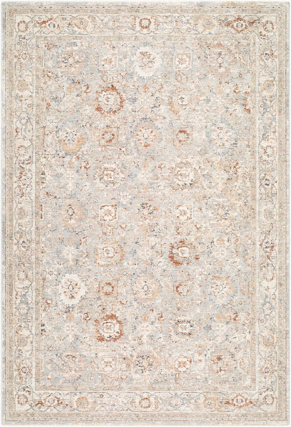 Livabliss Poem Turkish Machine Woven Medallion Area Rug with Tassel Fringe for Living Room Ivory, Gray 7'10" x 10'2" PME2309-710102