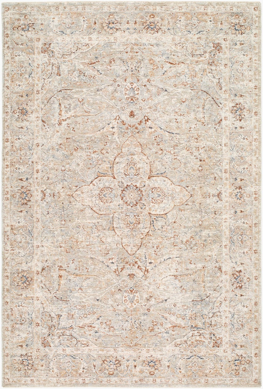 Livabliss Poem Turkish Inspired Machine Woven Polyester Area Rug with Fringe for Living Rooms Ivory, Gray 2'7" x 10' PME2312-2710