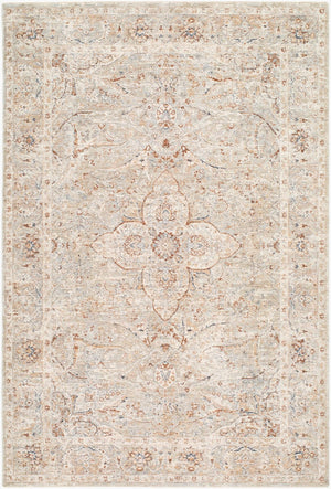 Livabliss Poem Turkish Inspired Machine Woven Polyester Area Rug with Fringe for Living Rooms Ivory, Gray 2'7" x 10' PME2312-2710