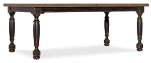 Hooker Furniture Americana Farmhouse Dining Table With 22" Leaf — Two-Tone Honey Top, Distressed Daisy Base, Seats 8 Blacks 7050-75200-89