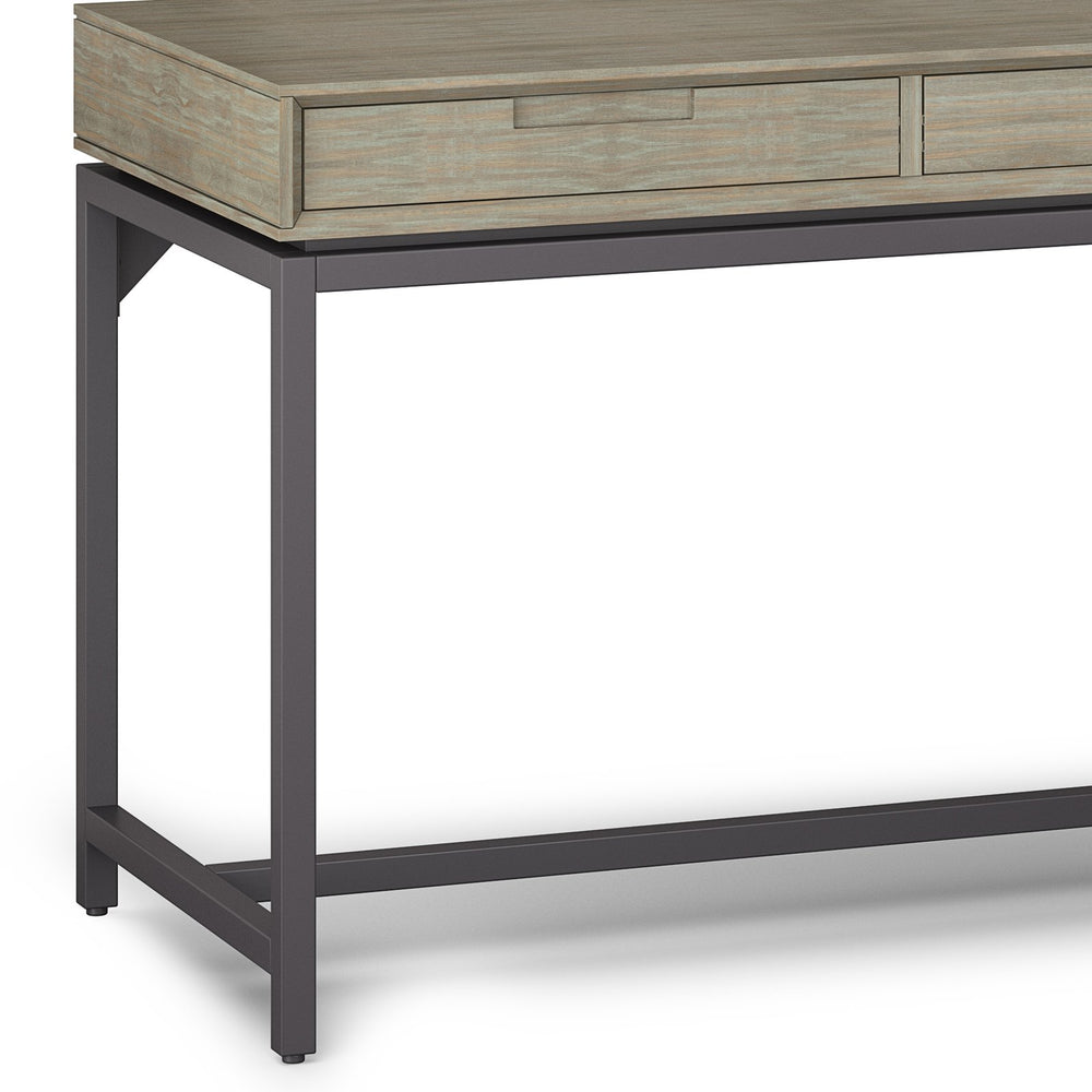 English Elm Banting Mid-Century Modern Desk - Stylish Distressed Grey Finish With Ample Storage & Space B136P158459