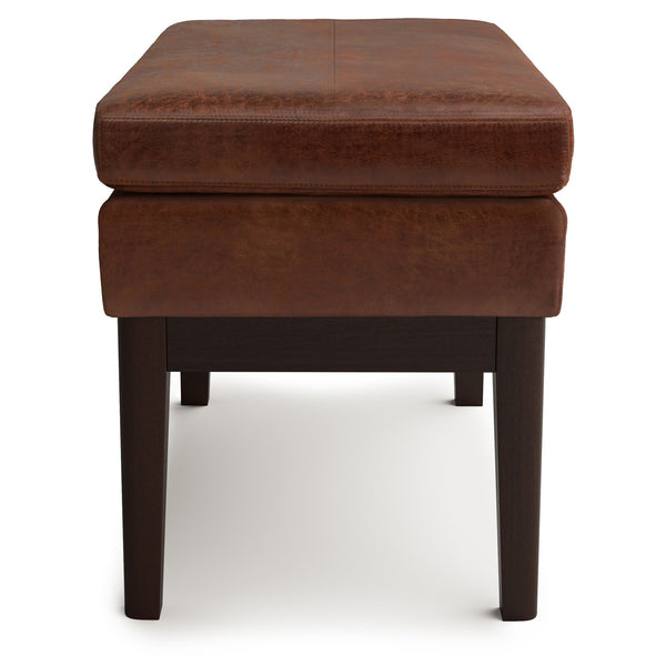English Elm Carlson Small Ottoman Bench In Distressed Saddle Brown - Stylish Mid-Century Design For Any Room B136P159237