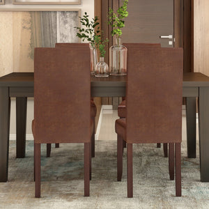 English Elm Acadian Parson Dining Chairs Set Of 2 - Distressed Vegan Leather, Solid Wood Legs, Comfort & Style B136P159796