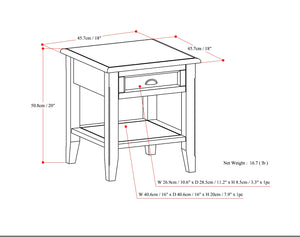 English Elm Burlington Handcrafted Mahogany Brown End Table with Drawer & Open Shelf, Distressed Faux Leather Top B136P159505